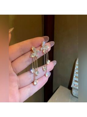 Elegant Butterfly Crystal Drop Earrings